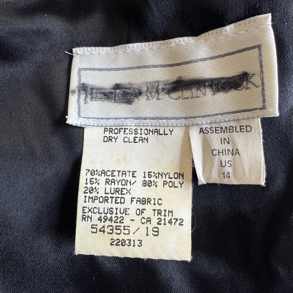 Jessica McClintock Navy Velvet Gold Sequins Long Sleeve Vintage Dress Size 14 - Picture 3 of 7